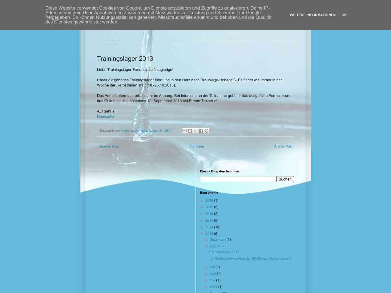 Veranstalterhomepage - http://svrhs-mobydick.blogspot.com/2013/08/trainingslager-2013.html