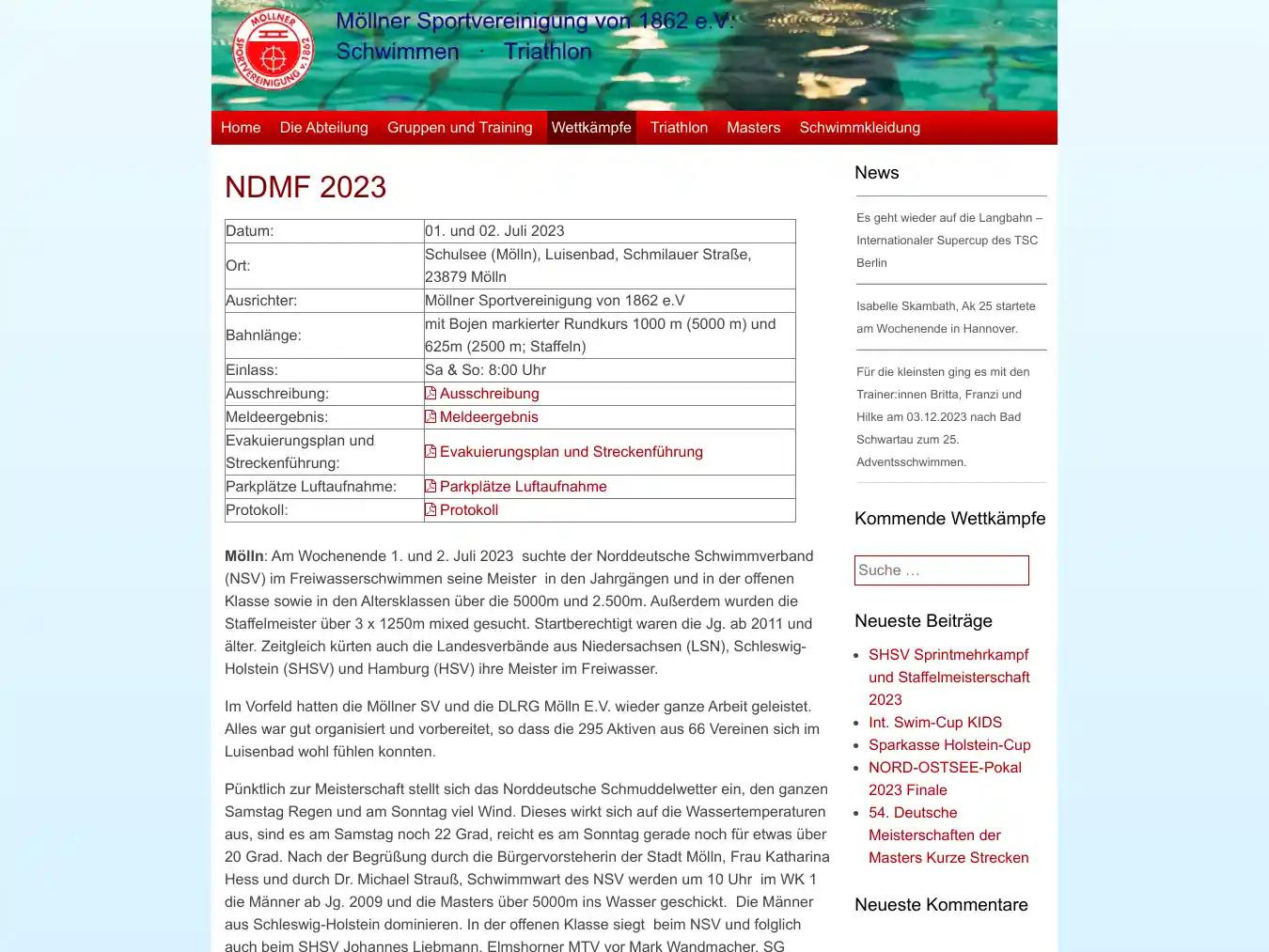 Veranstalterhomepage - https://msv-schwimmen.de/ndmf-2023/