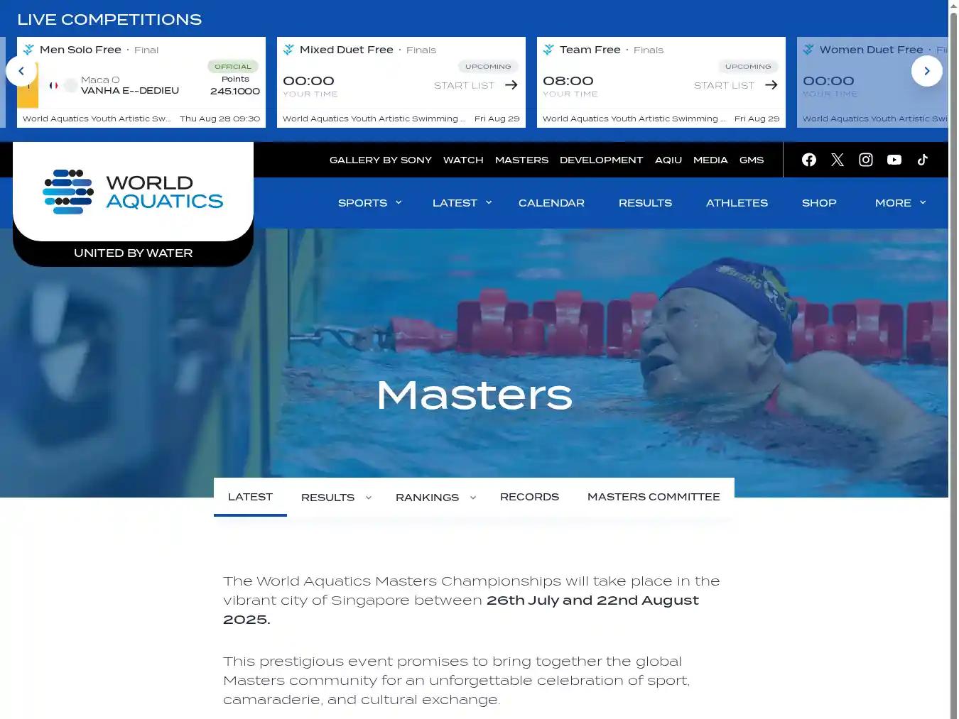 Veranstalterhomepage - https://www.worldaquatics.com/masters/
