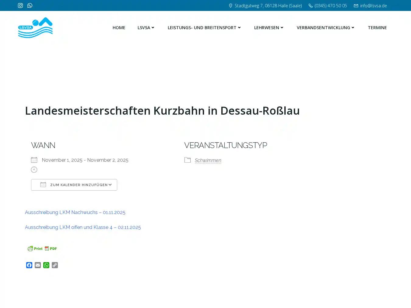 Veranstalterhomepage - https://lsvsa.de/events/landesmeisterschaften-kurzbahn-in-dessau-rosslau/
