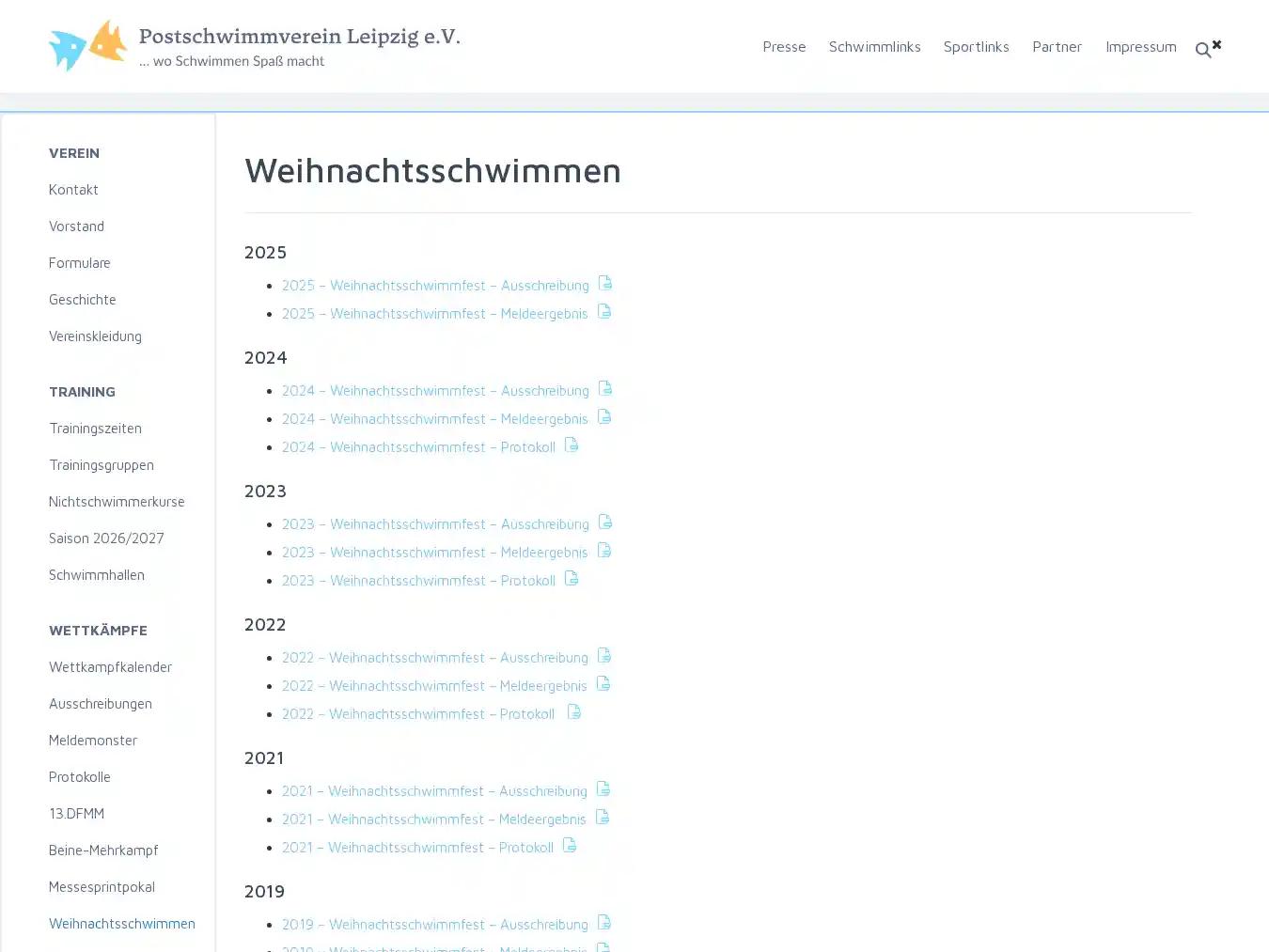 Veranstalterhomepage - https://postsvleipzig.de/weihnachtsschwimmen/