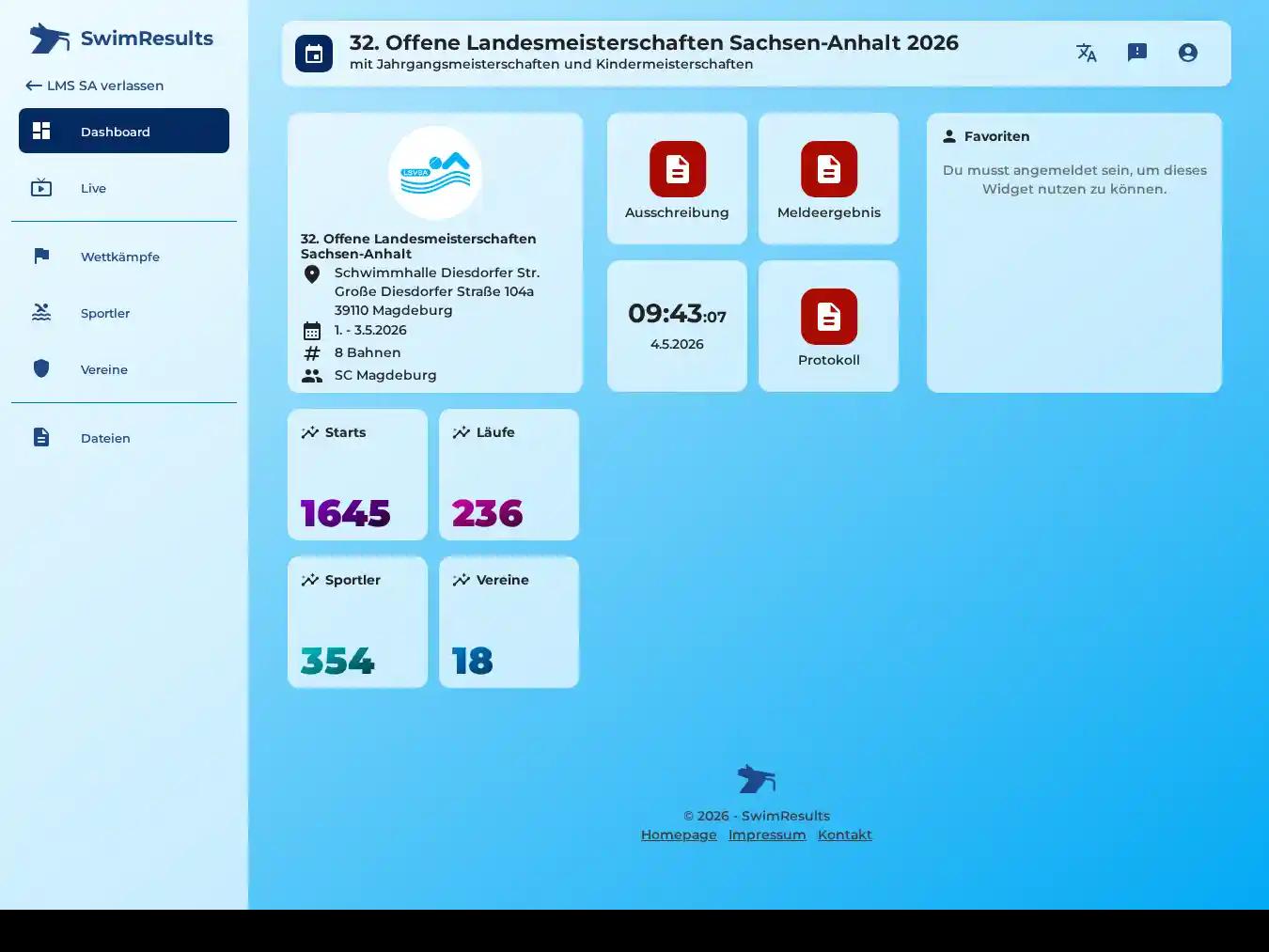Veranstalterhomepage - https://app.swimresults.de/m/LMSSA26/dashboard