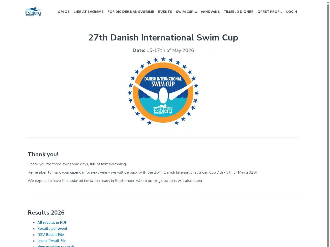 Veranstalterhomepage - https://esbjergsk.dk/page/swim-cup-