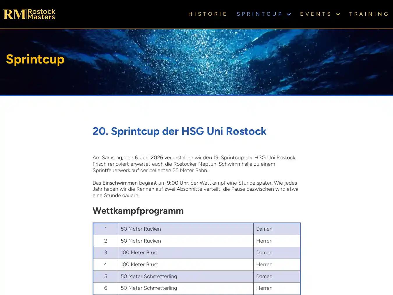 Veranstalterhomepage - https://rostock-masters.de/sprintcup/20-sprintcup-der-hsg-uni-rostock-2026/