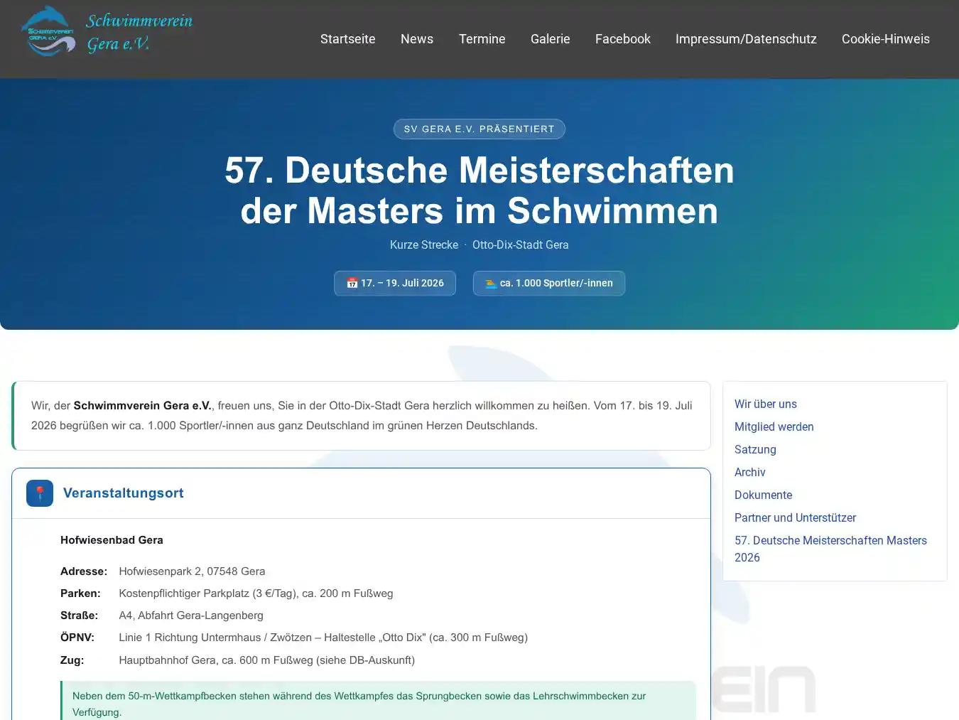 Veranstalterhomepage - https://www.schwimmverein-gera.de/deutsche-meisterschaft-2022